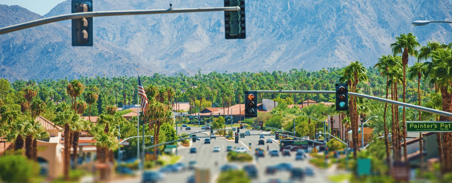 Palm Springs main road during the day