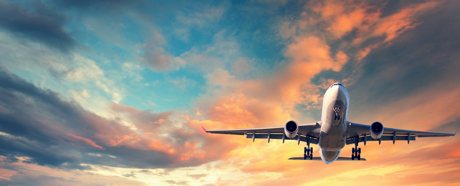 Airplane landing at the airport.